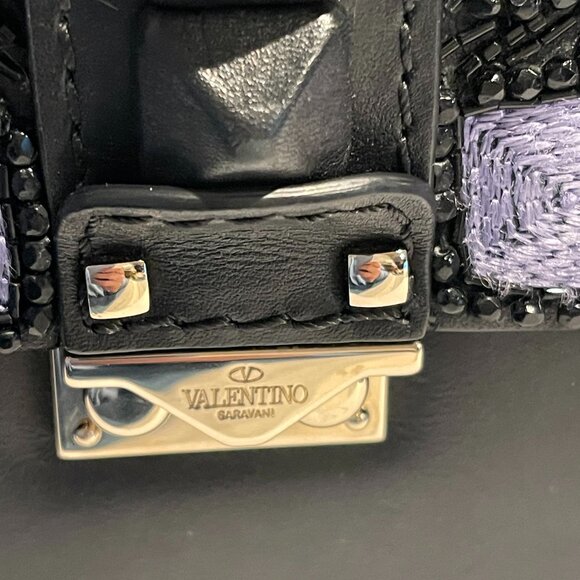 Valentino Garavani Beaded & Embroidered Rockstud Glam Lock Bag - Preowned - Picture 9 of 13